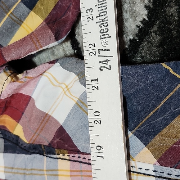 BKE ATHLETIC FIT PLAID ACID-WASH PEARL SNAP-BUTTON LONG-SLEEVED SHIRT L - Picture 8 of 14